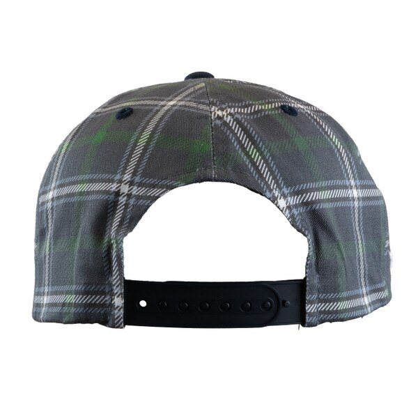 U-State Embroidered Plaid Flat Brim Cap